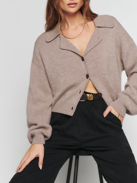 Reformation Sweaters - Reformation Cashmere Benny Cardigan Oatmeal